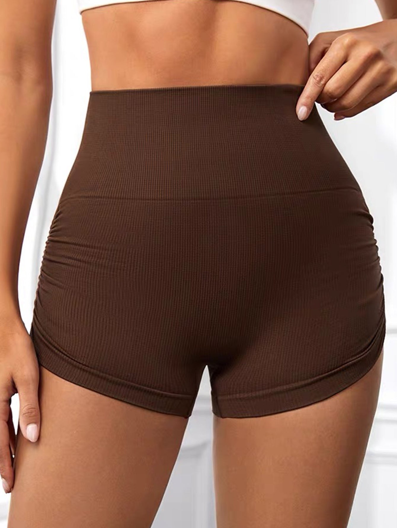 2 Pack Gym Shorts Women, Seamless Yoga Workout Shorts, High-Waisted Scrunch Butt Booty Lifting Athletic Running Shorts