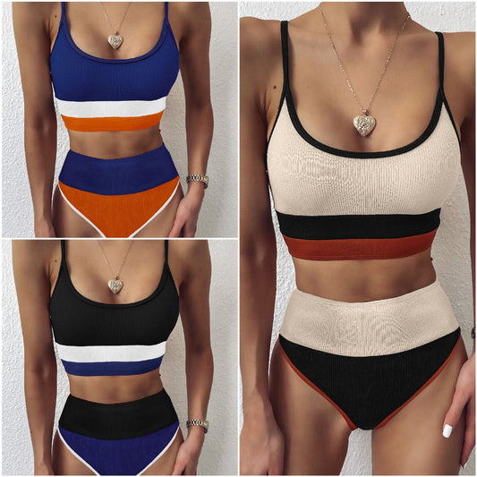 Pit strip stitching sexy high waist bikini