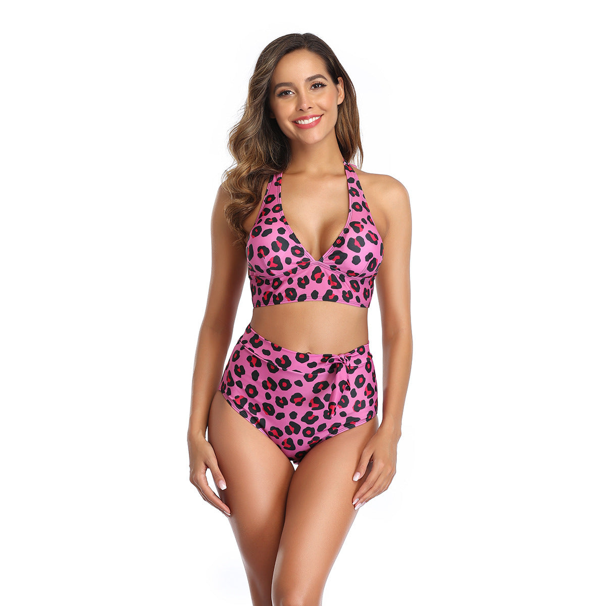 Leopard print sexy bikini split swimsuit