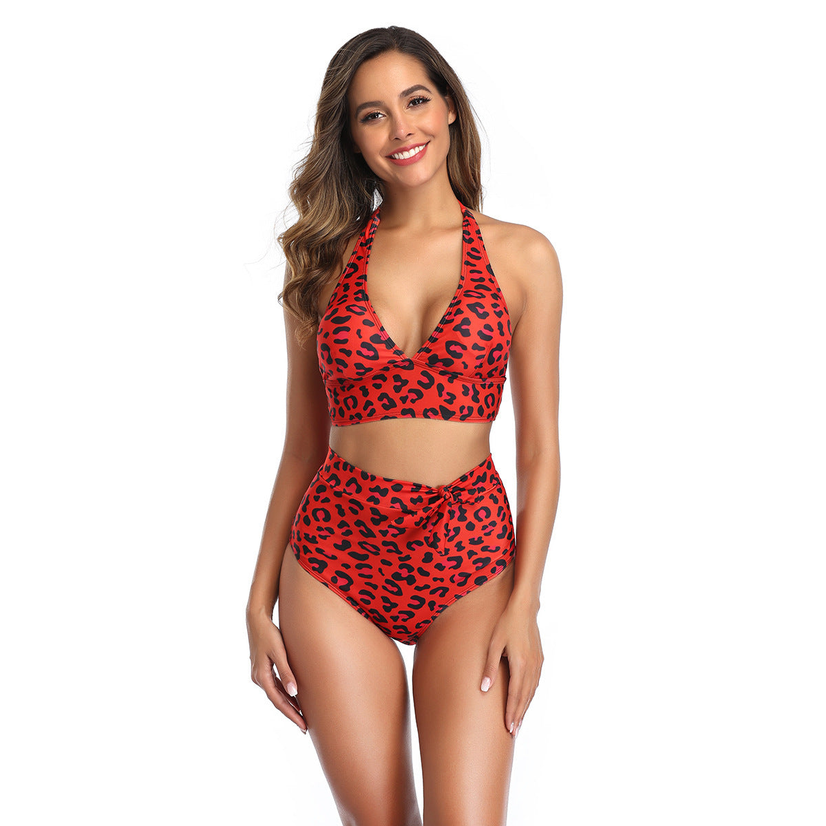 Leopard print sexy bikini split swimsuit