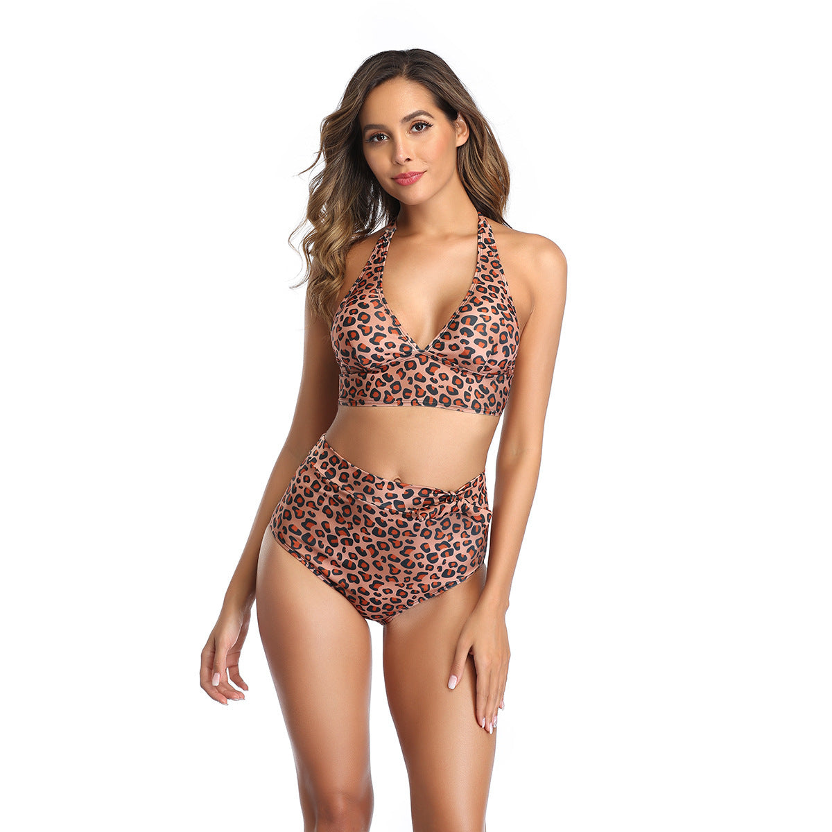 Leopard print sexy bikini split swimsuit