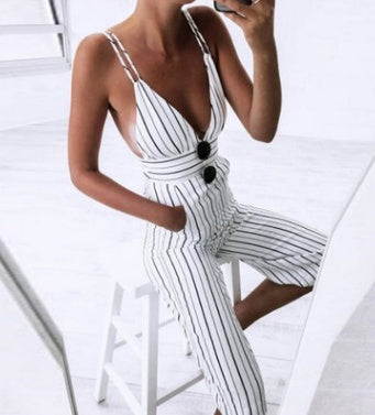 Fashionable Sexy Suspenders Stripes Pants