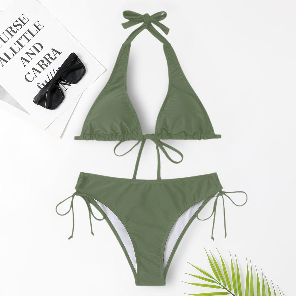 Sexy Bikini Swimsuit Strap Solid Color