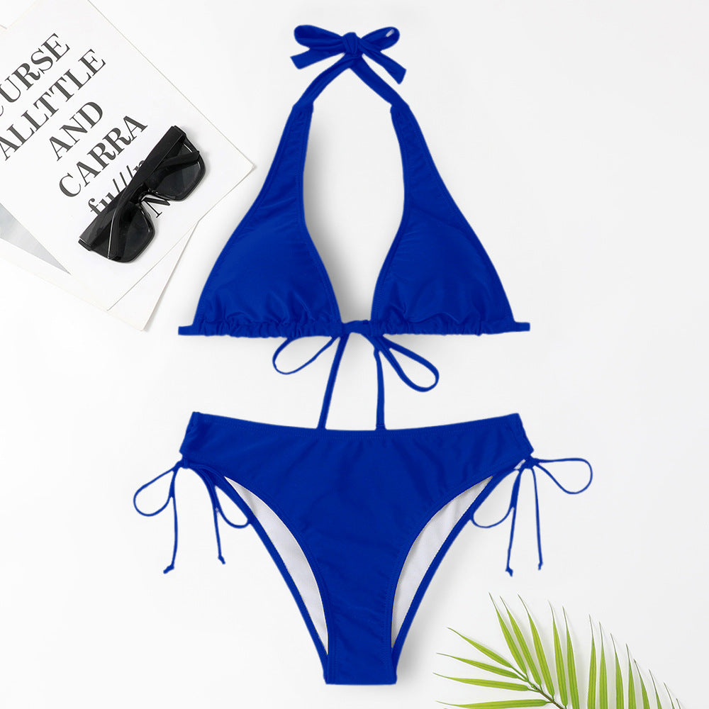 Sexy Bikini Swimsuit Strap Solid Color