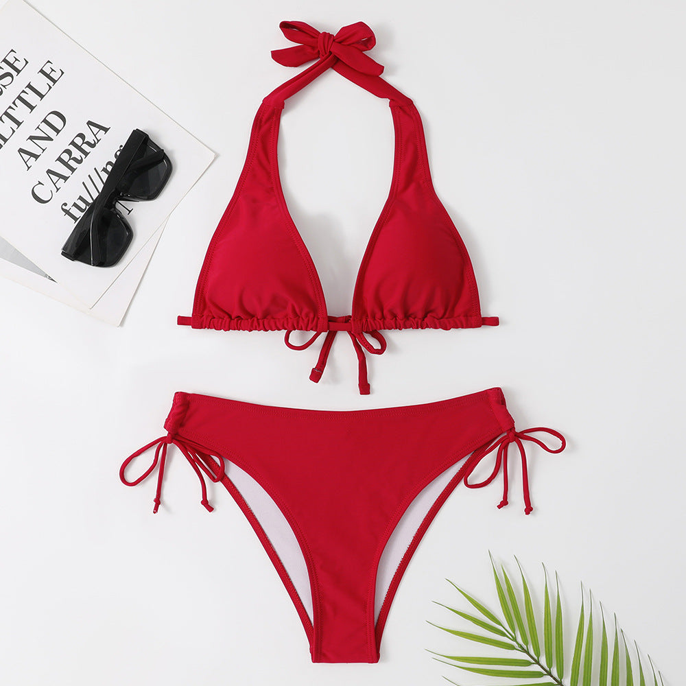 Sexy Bikini Swimsuit Strap Solid Color